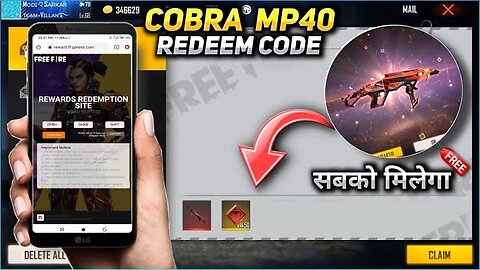 Free Fire Redeem code today cobra mp40 new gun skin free fire today