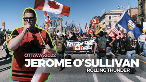 Jerome O'Sullivan cofounder of Freedom Fighters Canada speaks at Rolling Thunder rally