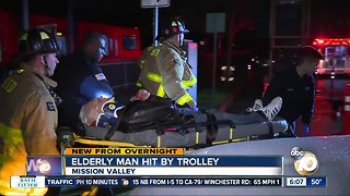 Elderly man struck by trolley train