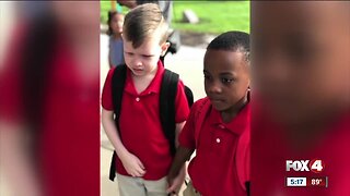 A boy with autism was crying on the first day of school. A new friend stepped in to help