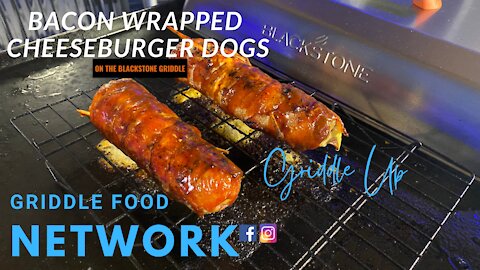 Bacon Wrapped Cheeseburger Dogs on the Blackstone Griddle | Griddle Food Network
