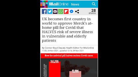 UK 1ST COUNTRY IN WORLD TO APPROVE COVID PILL