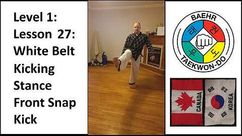 Baehr Taekwondo: 01-27: White Belt: Kicking Stance - Front Snap Kick