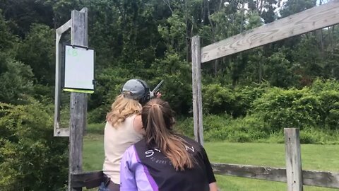 Grace Callahan gives Deedee a sporting clays lesson