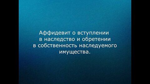 Аффидевит на имущество Светлана Николаевна Ребрун