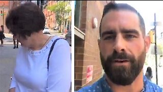 Democrat state rep Brian Sims harasses old lady outside abortion clinic
