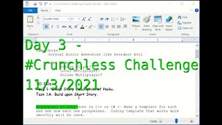 Day 3 - #CrunchlessChallenge: Game DevBo (Game Design Documents) Beginnings Cont.