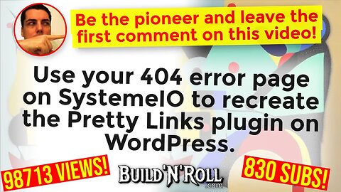 Use your 404 error page on SystemeIO to recreate the Pretty Links plugin on WordPress.