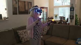 Grandparents play virtual reality video game!