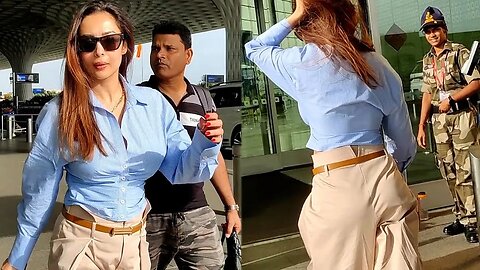 Malaika Arora Looks Super Stylish In A Blue Shirt With Loose-Fit Pants 😍🔥📸✈️