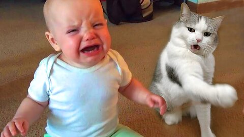 Funniest American Babies Play With Cats for the First Time || Cool Peachy