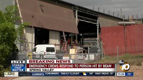 Beam falls on worker at Spring Valley business