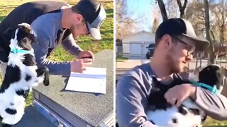 Man has unbreakable bond with wife's pet goat