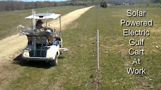 Electric Gulf Cart Solar Powered on the Farm Save Money & Environment