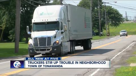 Neighbors feed up with semis on residential road