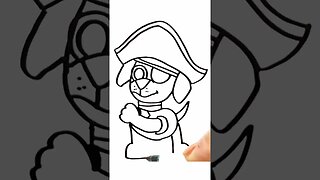 How to Draw and Paint Marshall from Paw Patrol Dressed as a Pirate