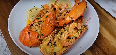 Garlic Butter Lobster Jamaican Style | Whole Lobster Stovetop