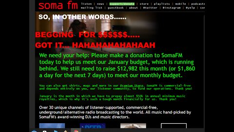 SOMAFM.COM IS ""E-BEGGING"" for money
