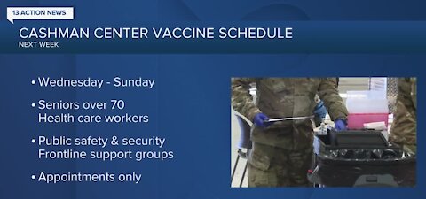 Cashman Center vaccine schedule released