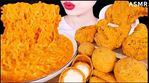 ASMR MUKBANG｜CHEESY CARBO FIRE NOODLES, CHICKEN, CHEESE BALL, CHEESE STICK 까르보불닭 뿌링클 EATING SOUNDS먹방