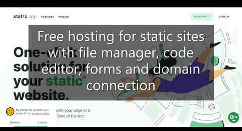 Free hosting for static sites with file manager, code editor, forms and domain connection