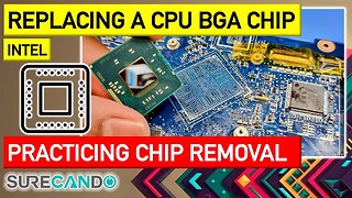 Practice replacing a BGA CPU Processor gone wrong, ripped tracks. Intel Pentium N3540 SR1YW Toshiba