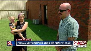 Woman thanks man who saved her family in crash