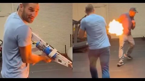 UFC Star Sean Strickland Chases Monster Energy Rep with Flamethrower