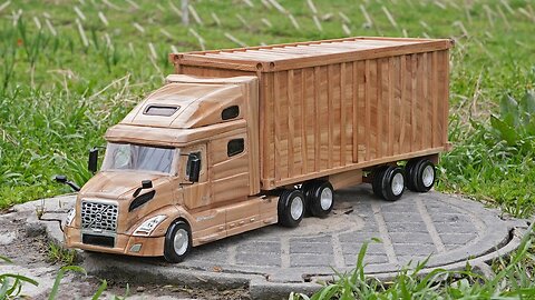 Woodcarving of Volvo VNL Semi Truck (2024) | ASMR Woodworking