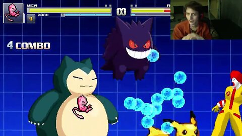 Pokemon Characters (Pikachu, Gengar, Snorlax, And Mew) VS Ronald McDonald In An Epic Battle In MUGEN