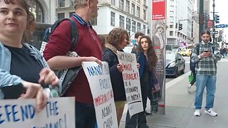 The @SpeakerPelosi Protest outside Cuny Graduate center hosted by @WOLPalestine