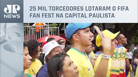 Torcida brasileira faz festa no Vale do Anhangabaú em SP após vitória na Copa