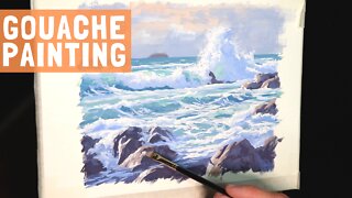 How to Paint a Realistic SEASCAPE in GOUACHE