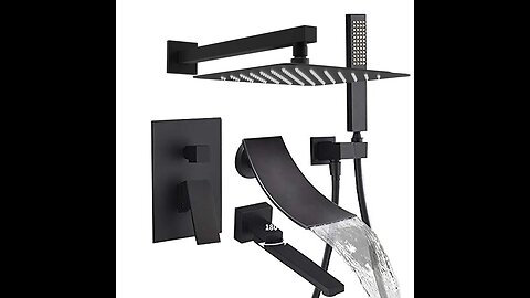 Black Stainless Steel in Wall Shower Set Rainfall Bathroom Shower