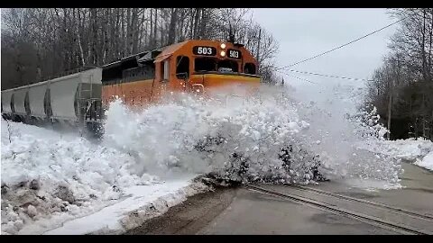 Watch This Train Busting Snowbanks In Northern Wisconsin! #trains #trainvideo | Jason Asselin