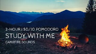 STUDY WITH ME 50/10 | 2 hours | Campfire Sounds