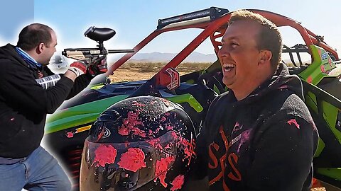 Sxs race gets out of control! Rzr vs x3. Paintball challenge