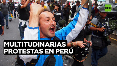 Multitudinarias protestas en Perú tras un año de inicio del Gobierno interino de Dina Boluarte