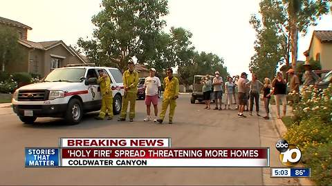 Holy Fire spread threatening more homes in Riverside County