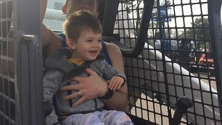 Youngest happy kid ever to drive bulldozer