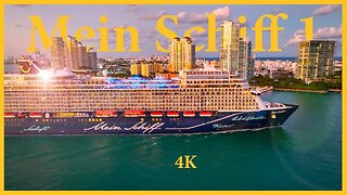 Mein Schiff 1 Departs Port of Miami - 4K