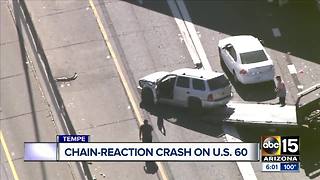 Crash involving semi-truck and several other cars blocks US60