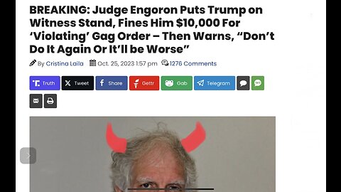 Judge Engoron Fines Trump $10,000 For ‘Violating’ Gag Order - Warns, “Don’t Do It Again…”