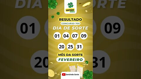 🍀 Resultado DIA DE SORTE 709 | Sentindo Sorte #shorts