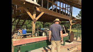 Tractor Powered FOLEY BELSAW Sawmill Milling Cedars