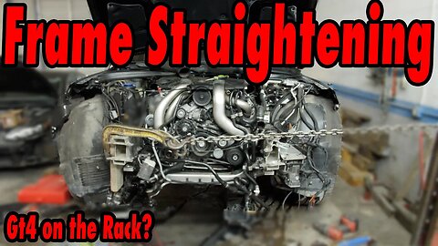 Fixing Bent Mercedes S500 Frame Rails on the Frame Rack. Rebuilding Wrecked Mercedes s550 part 2