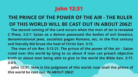 THE PRINCE OF THE POWER OF THE AIR - THE RULER OF THIS WORLD WILL BE CAST OUT IN 2062!
