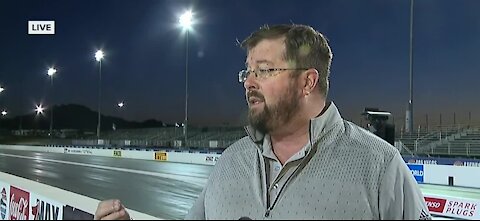 Jeff Motley speaks about NHRA 4-wide National finals starting today