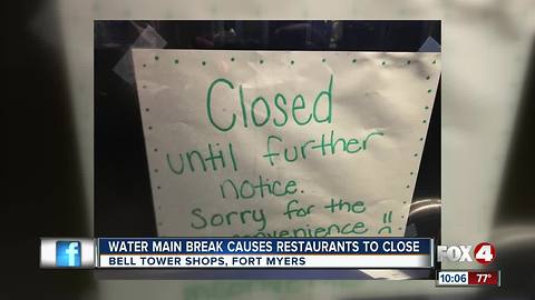Water main break closed restaurants in Bell Tower Shops Friday night