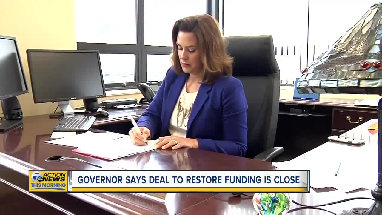 Governor Whitmer says deal to restore funding is close